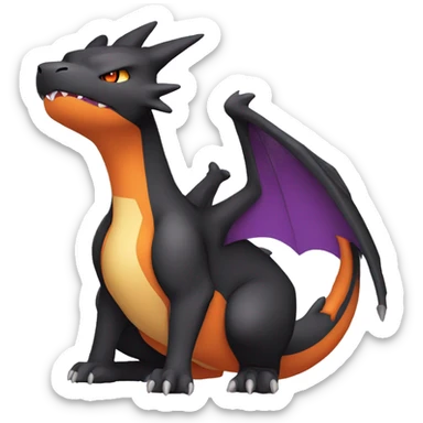 Cool Black Charizard-Quilava-Cat-Pokémon with orange belly and purple markings Full Body sticker
