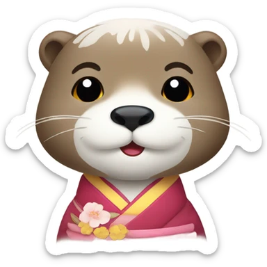 a otter face wearing traditional korean hanbok sticker