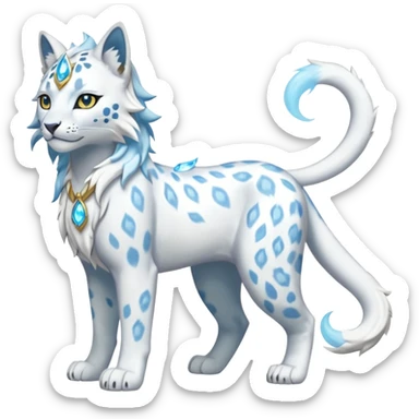 Frosty snowy albino hail-weatherly snow-Leopard-Glaceon-Solgaleo-fusion-hybrid-creature (full body) sticker