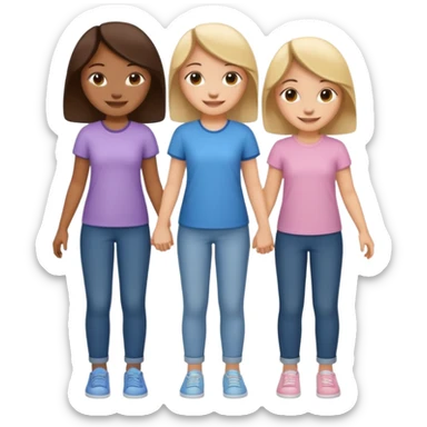 3 girls holding hand sticker