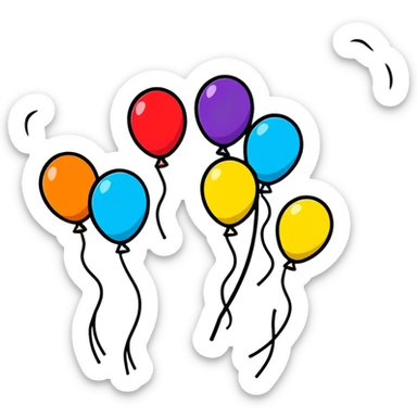 Happy celebration with balloons and streamers sticker
