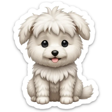 A little scruffy white doodle dog sitting happily sticker