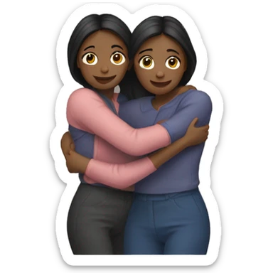 2 sisters hugging sticker