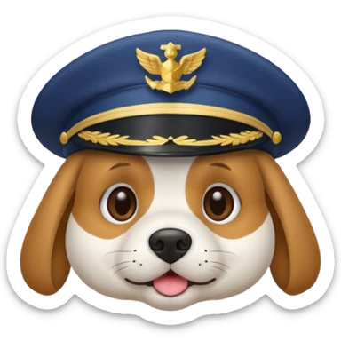 dog wearing a captain's hat sticker