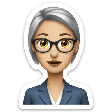 Blue eye secretary with computer sticker