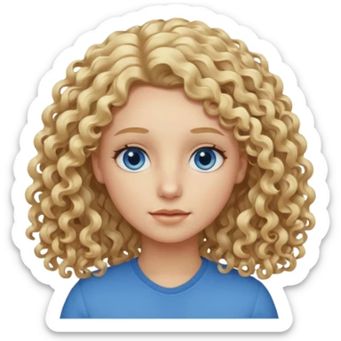 Curly blond blue eyes. Long hair cool beige blond. Longer hair sticker