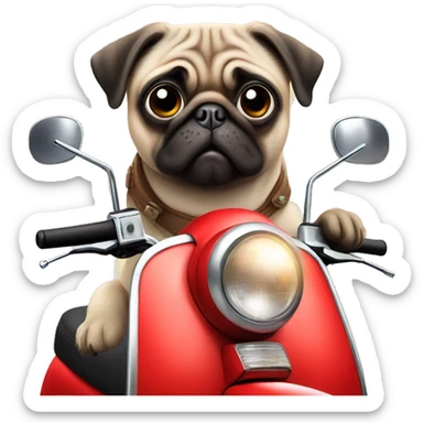Pug on a moped sticker