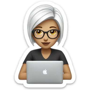 it-programmer-girl-white-short-hair-no-glasses-with-macbook sticker
