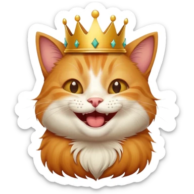 Cat laughing with a crown sticker