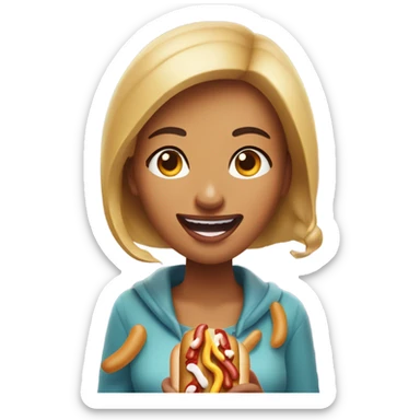 a woman salivating over hot dog sticker