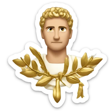 Gold laurel wreath with constantine the great's hea inthe middle sticker