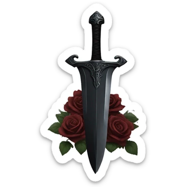 black sword with black roses sticker