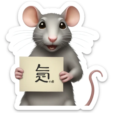 A rat holds a sign with the russian inscription: НУ Я sticker