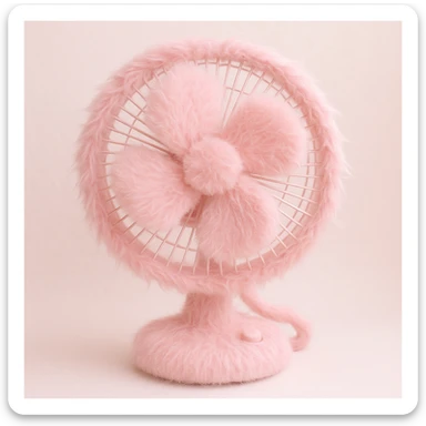 pink fluffy fan sticker