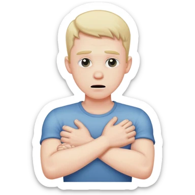 guy with crossed arms choking themselves sticker