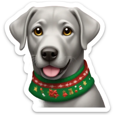 Silver lab with christmas sweater present sticker