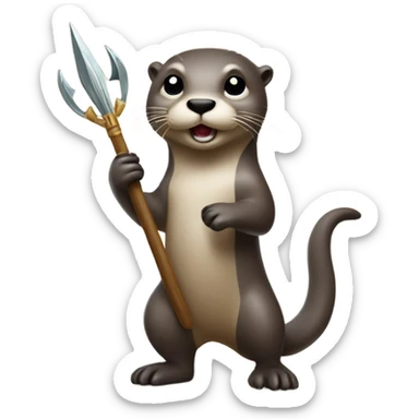 Otter holding trident sticker