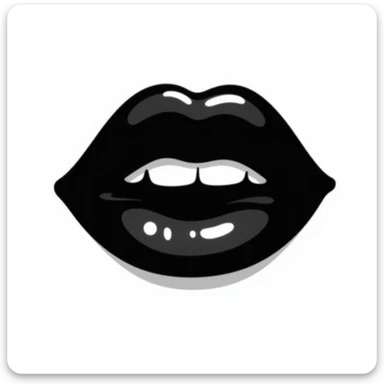 Hand-drawn black lips with a slight shimmer, gothic style sticker