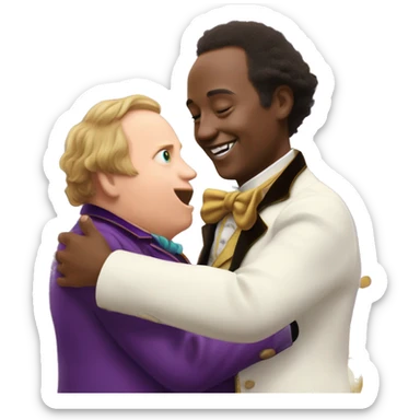 Willy Wonka patting Augustus Gloop on the stomach  sticker