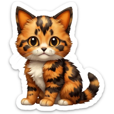 A high-resolution photo-realistic digital illustration of a tortoiseshell kitten, chest upward sticker