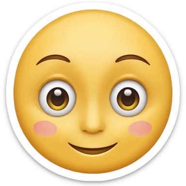 Emoji, yellow round smiling face, curved eyes narrow and snide sticker