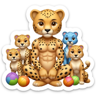 cheetah with a body and toys sticker