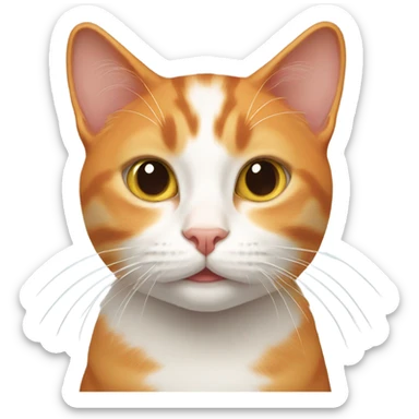 orange and white cat with cleft lip  sticker