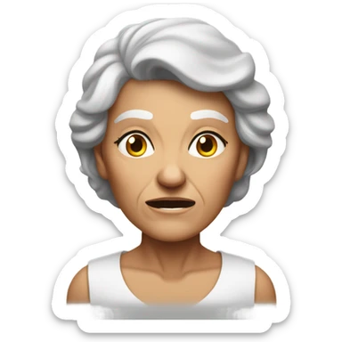 unhappy muscular grandma  sticker