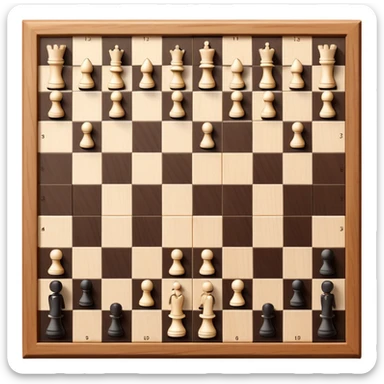 traditional chess board with a wooden border surrounding the 8x8 grid of alternating black and white squares, no chess pieces, top-down view sticker