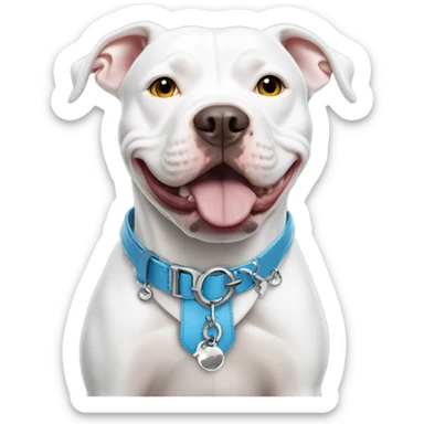 White pitbull with collar that says Ice sticker