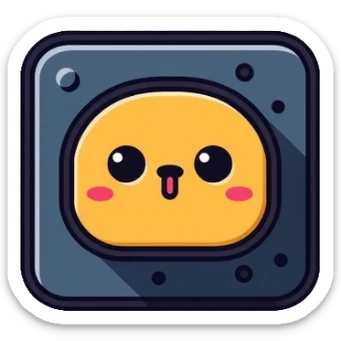 A small decorative AI chip pin with a cute face, representing a collectible AI accessory sticker