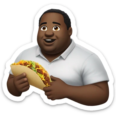 Fat black man eating taco bell sticker