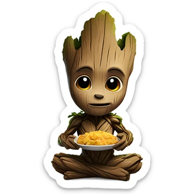 groot eating chicken  sticker