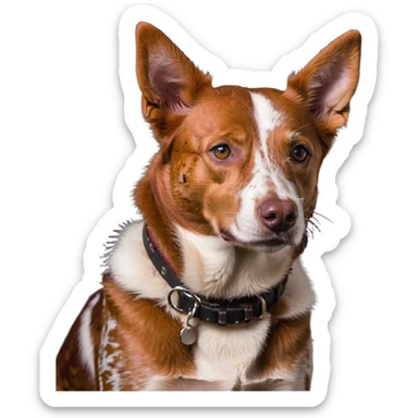 head shot of red heeler cattle dog with distinctive red speckled coat sticker