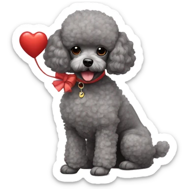Grey mini teacup poodle with a red toy poodle  sticker
