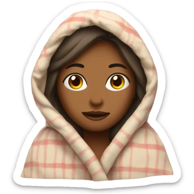 a woman in a blanket sticker