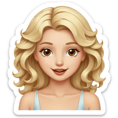Luxury blonde model, brown eyes, wavy hair, winking  sticker