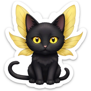 Black cat fairy wings short hair yellow eyes sticker