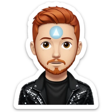 Dave Phoenix Farrell from Linkin Park with auburn hair, light skin, black sequin outfit sticker