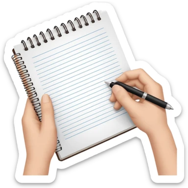 libreta anillada abierta y sostenida por unas manos  sticker