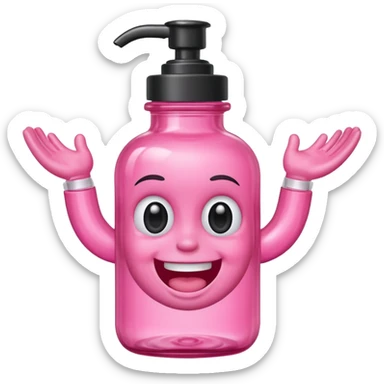 Smiling freaky baby oil bottle pink sticker