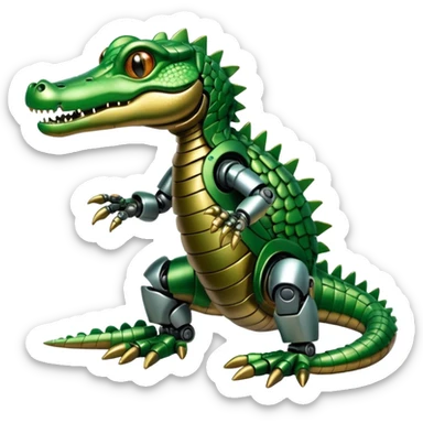 baby crocodile with robot hands sticker