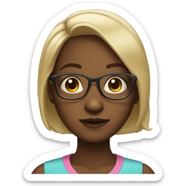 Girl with big forehead and glasses sticker