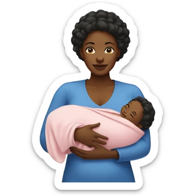 Black mom holding newborn daughter  sticker