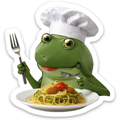 lizard eating spaghetti  sticker