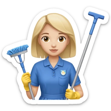 cleaning girl sticker