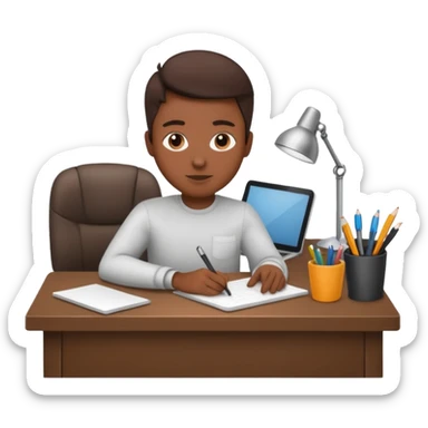 a person organizing a workspace sticker