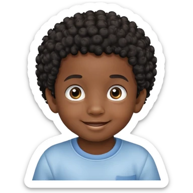 smiling face, toddler boy, African, big eyes, dark skin, black curly hair sticker