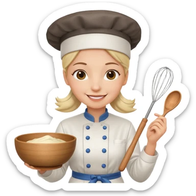 female chef holding whisk and bowl sticker