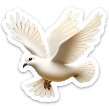 Flying white dove in golden light  sticker